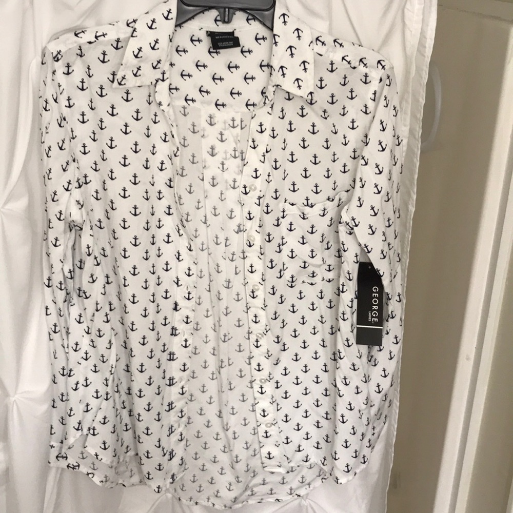 Anchor long sleeve button down shirt